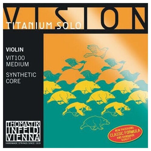 VIT100 Vision Titanium Solo Комплект струн для скрипки размером 4/4, среднее натяжение, Thomastik