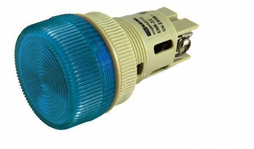 Лампа ENR-22 сигнальная d22мм синий неон/230В цилиндр TDM {SQ0702-0042} - фотография № 2