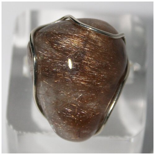 фото Кольцо true stones, мельхиор, кварц, подарочная упаковка, размер 17.5, коричневый