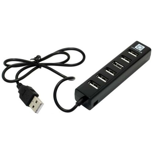 Разветвитель USB 5Bites HB27-208BK хаб - концентратор 7 портов USB2.0 + выключатели - линейка - чёрный концентратор usb 2 0 5bites hb27 208bk