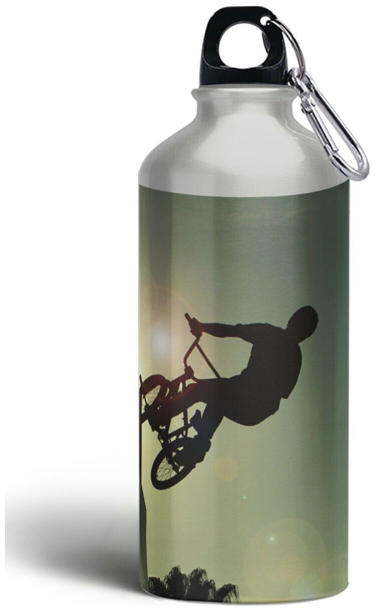 Бутылка спортивная,туристическая фляга, 500мл с карабином Спорт BMX велосипед - 268