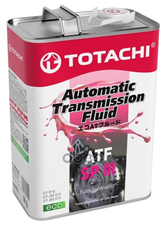 Масло Трансмиссионное Totachi 4л Синтетика Atf Sp Iii Mitsubishi/Hyundai/Kia TOTACHI арт. 20404