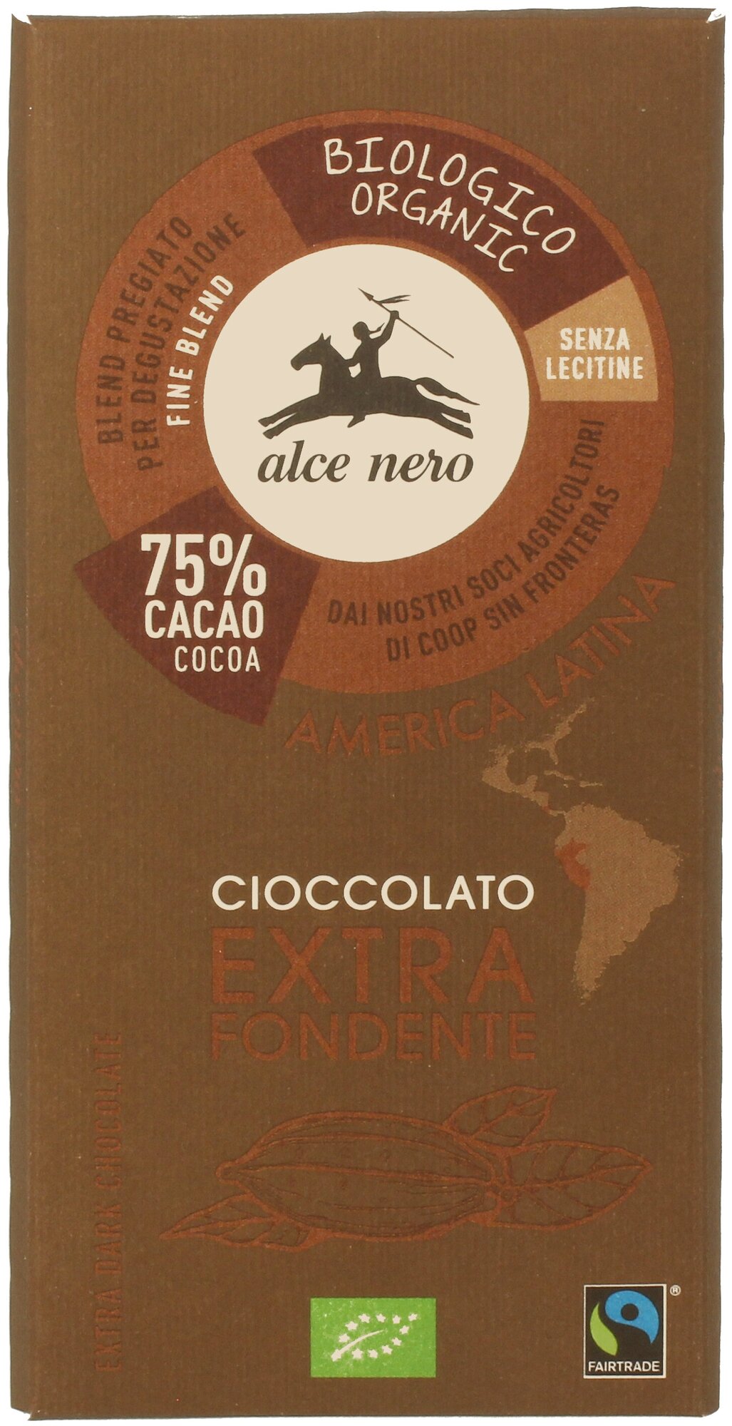 Alce Nero Горький Шоколад плиточный, картонная упаковка 100 г