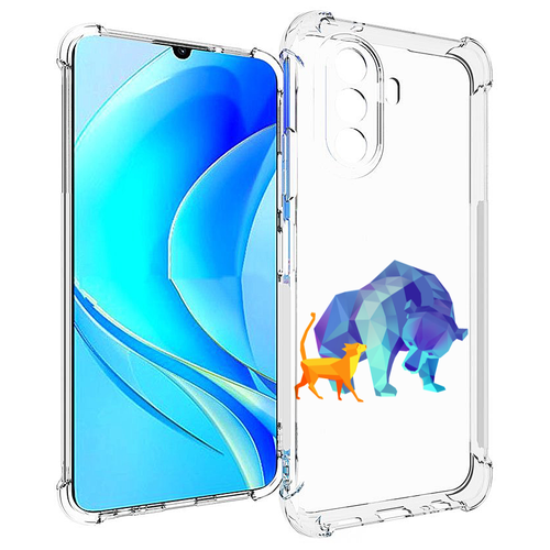 Чехол MyPads Кот-и-медведь для Huawei Nova Y70 / Nova Y70 Plus (MGA-LX9N) / Huawei Enjoy 50 задняя-панель-накладка-бампер чехол mypads пивной медведь для huawei nova y70 nova y70 plus mga lx9n huawei enjoy 50 задняя панель накладка бампер