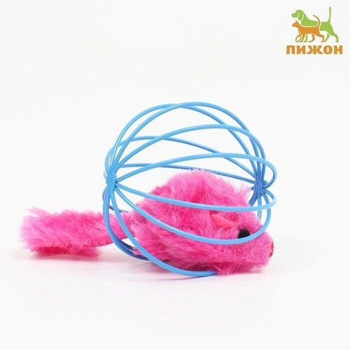 Игрушка Мышь в шаре, 6 см, синяя/розовая 7806291 игрушка flamingo мышь в шаре для кошек