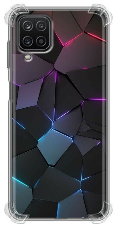 Дизайнерский силиконовый с усиленными углами чехол для Самсунг А12/М12 / Samsung Galaxy M12 Геометрия неона