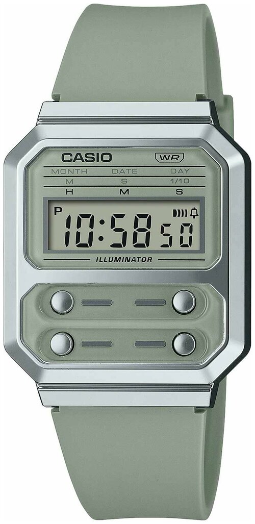 Наручные часы CASIO Vintage A100WEF-3ADF, серебряный, зеленый