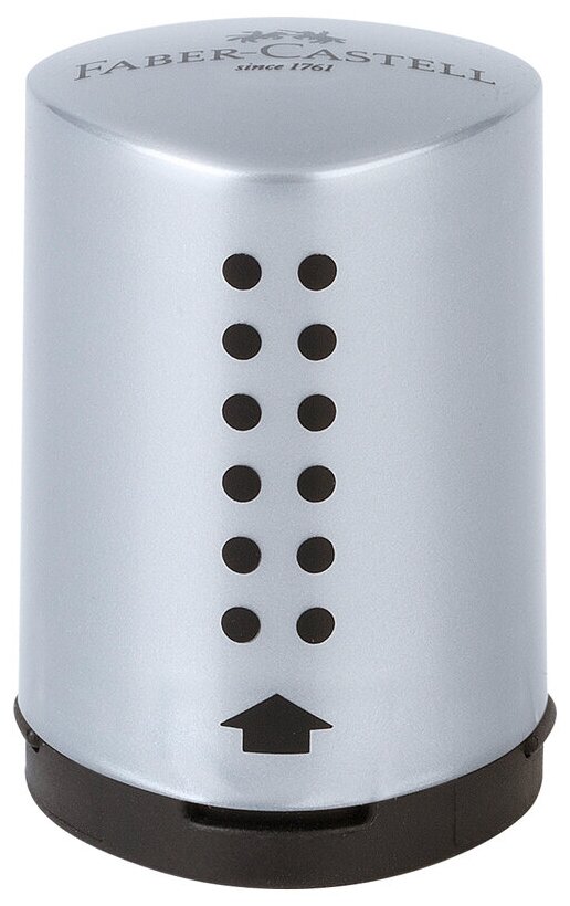 Точилка пластиковая Faber-Castell "Grip 2001 Mini" 1 отверстие, контейнер, серебряная