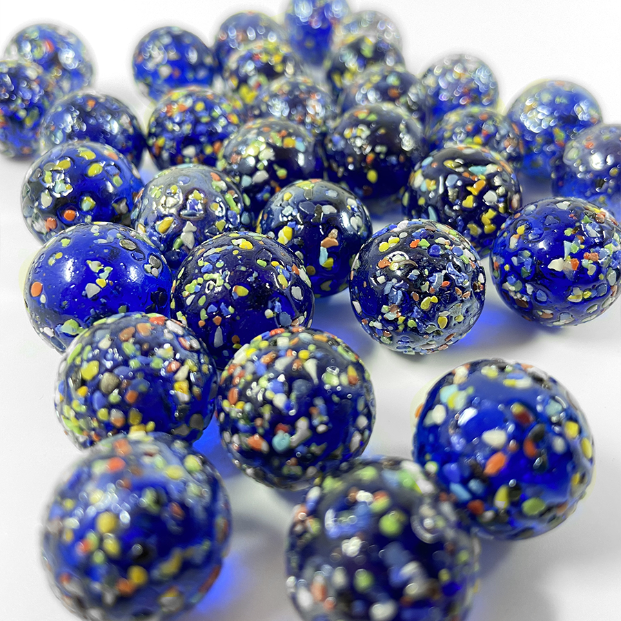 Стеклянные шарики Riota камешки марблс/грунт стеклянный Блестящие прозрачные в цветную точку Синий 16 мм 30 шт