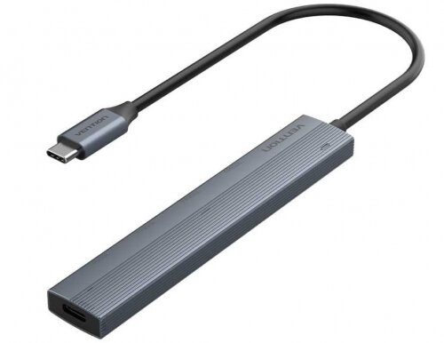 Концентратор Vention OTG USB 3.2 Gen 2 Type-C на 4 USB порта + USB-C PD серый - 0.15м - фото №2