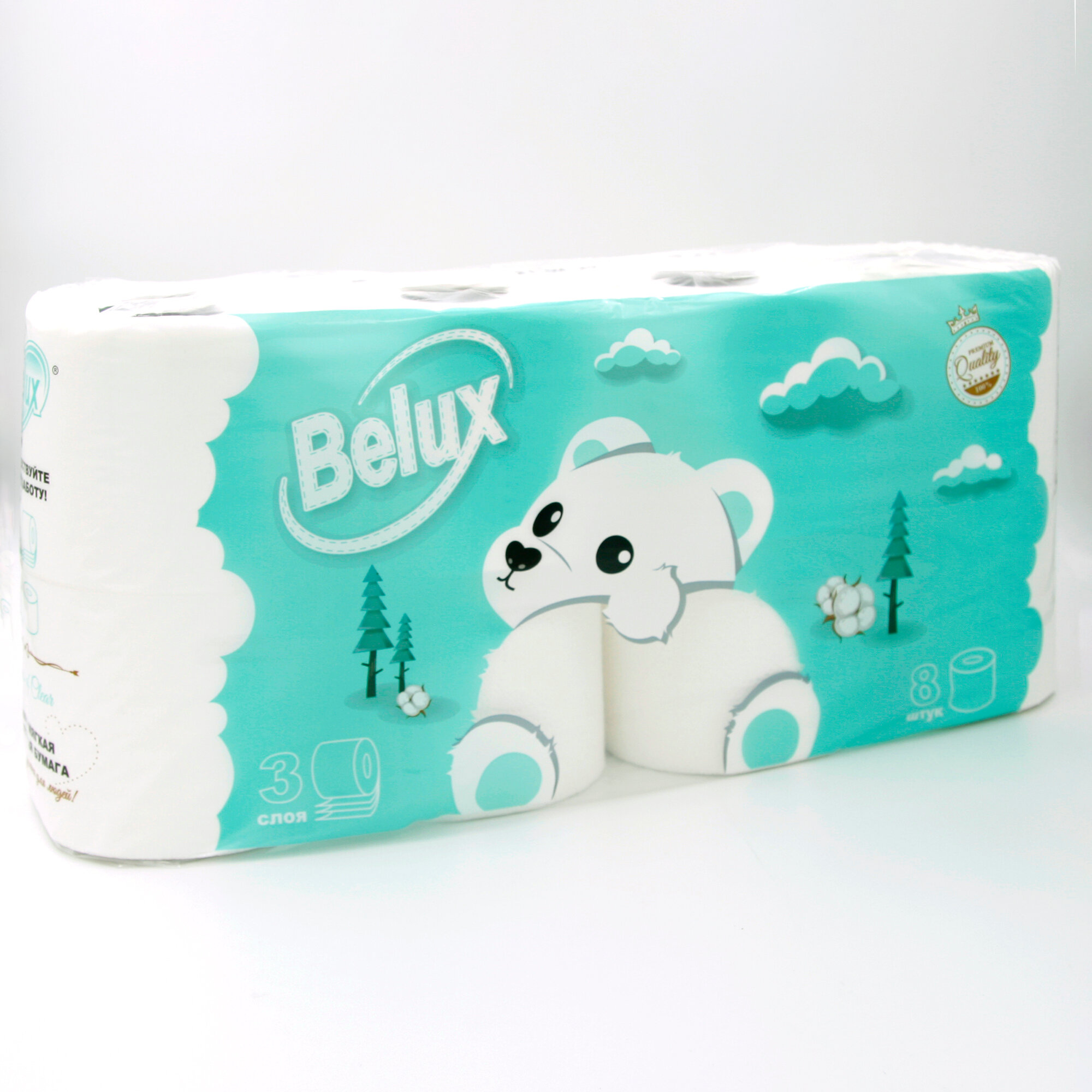 Туалетная бумага Belux 3 слоя 8 рулонов белая