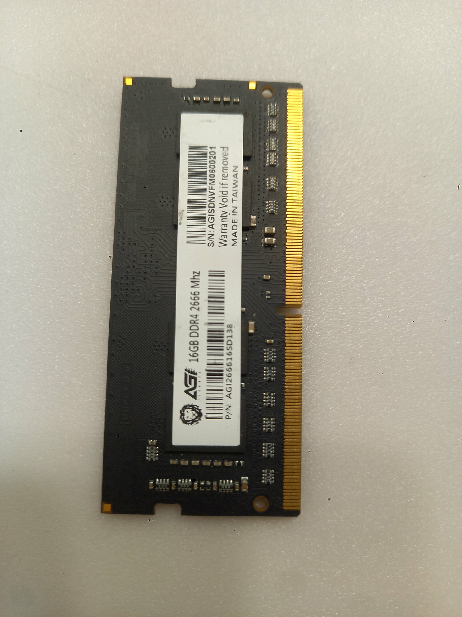 Модуль памяти DDR4 SODIMM 16Gb PC4-21300 CL19(2666Mh) AGI SD138 AGI266616SD138 (for NoteBook)