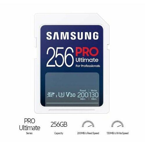 256GB SDXC карта памяти Samsung PRO Ultimate C10, U3, V30, A2 (MB-SY256S/CN)