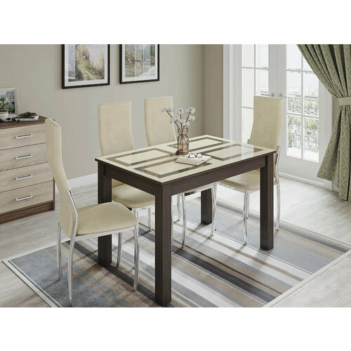 Стол обеденный нераскладной Норман 1200х800 венге плитка ваниль