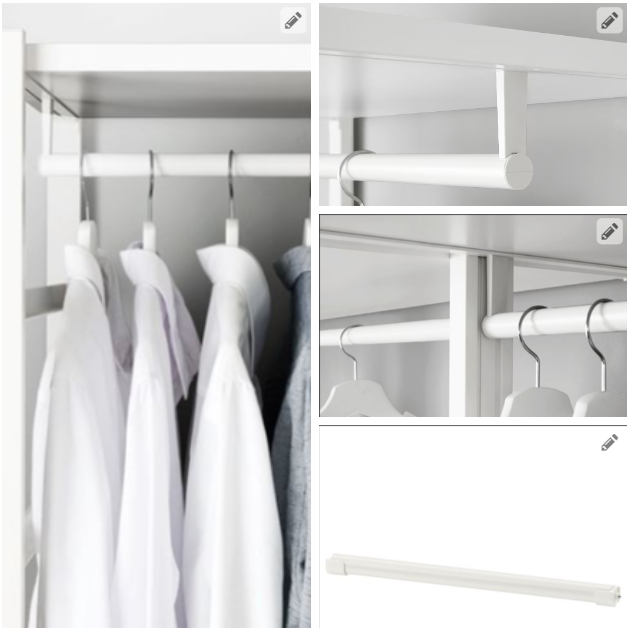 фото Штанга для гардероба - IKEA ELVARLI, 39.8x2.5 / 402.962.12 / У нас Только Оригинальная Икеа !