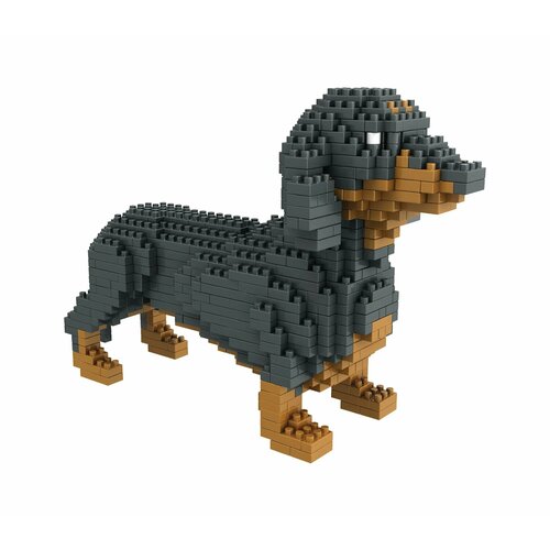 Конструктор 3D из миниблоков JM Любимые собачки Такса Рокки 900 элементов JM6618-2