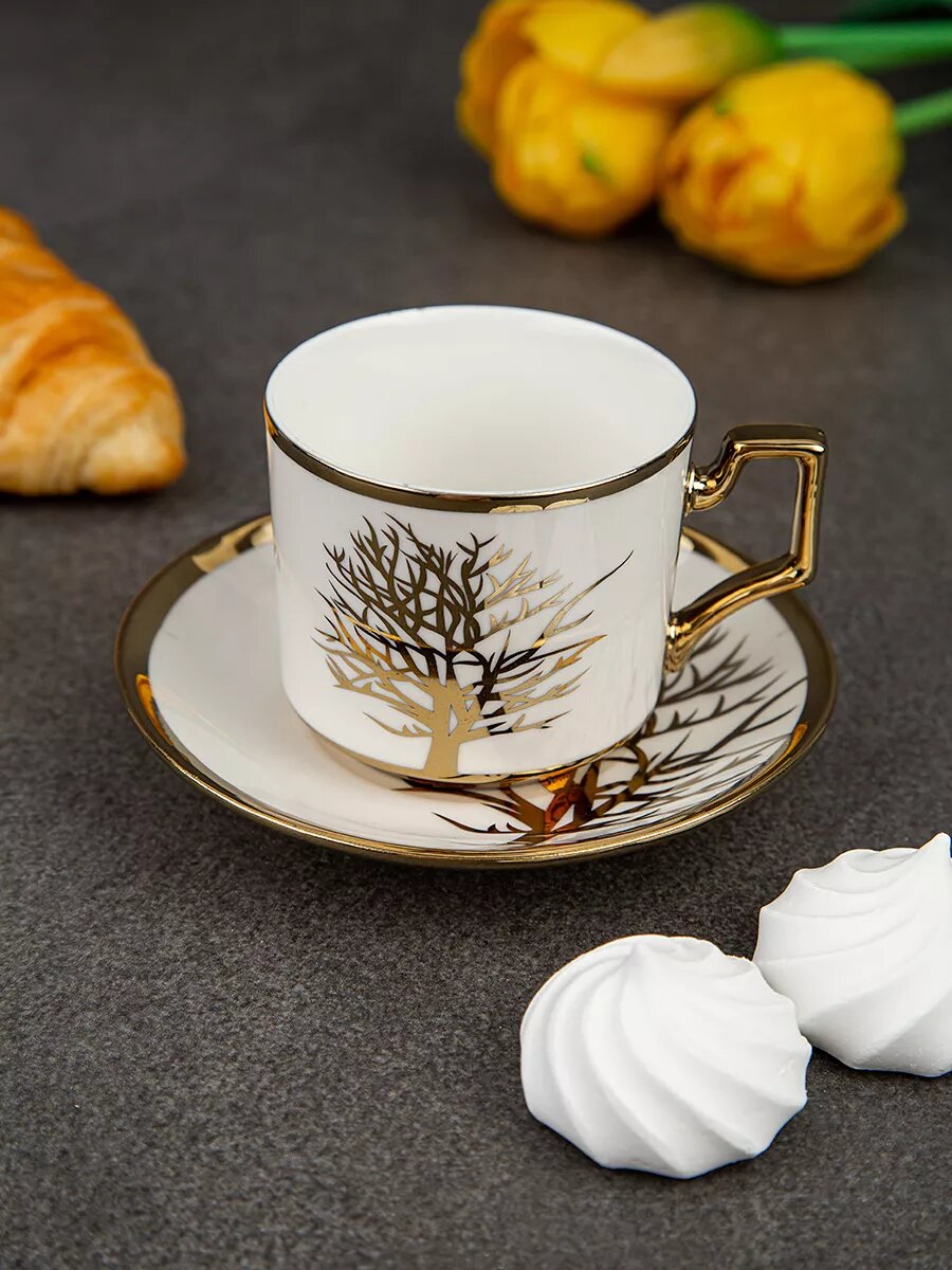 Кофейный сервиз DB Homme, фарфор, керамика, 6 предметов, цвет бежевый — фото 1