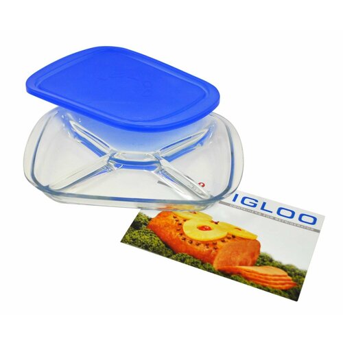 Менажница с крышкой стеклянная Borgonovo контейнер с отсеками с делениями 260х185х35 4 отделения - 1 шт 1176₽