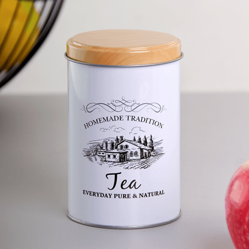 Банка для чая 08 л с крышкой белая 516₽