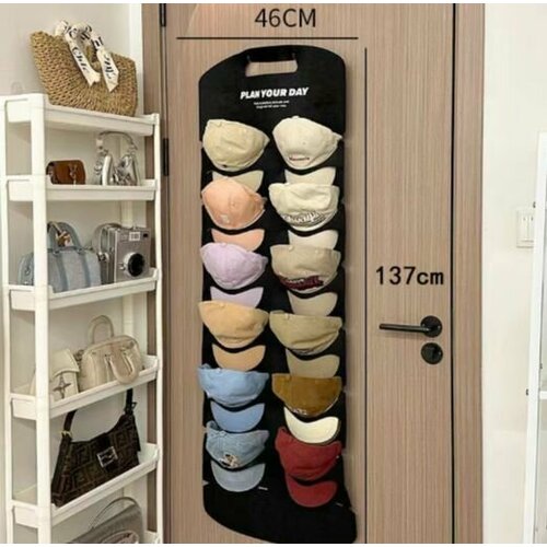 Подвесной держатель для головных уборов, DAENERO, кепок настенный 12 отделений, черный