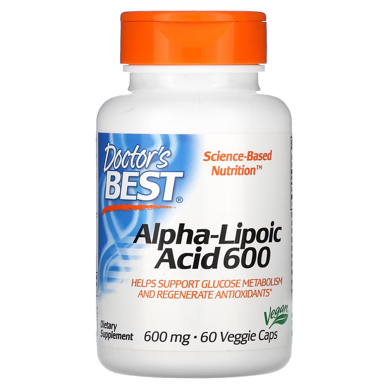 Doctor's Best, альфа-липоевая кислота 600, 600 мг, 60 капсул