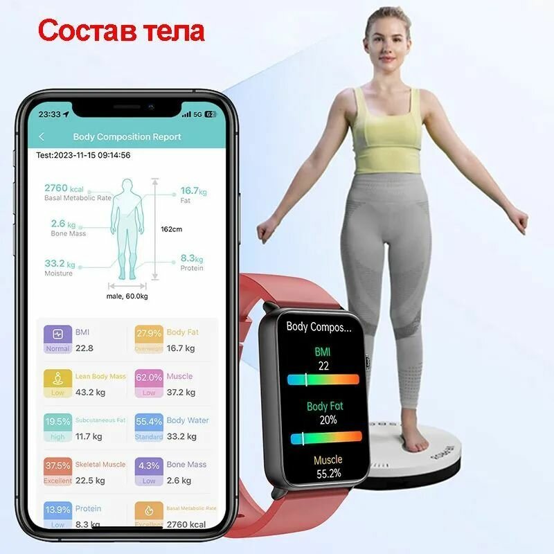 Смарт часы Глюкометр XRide ET602 - Bluetooth-звонки, температура тела, сахар в крови, ЭКГ, давление — фото 1