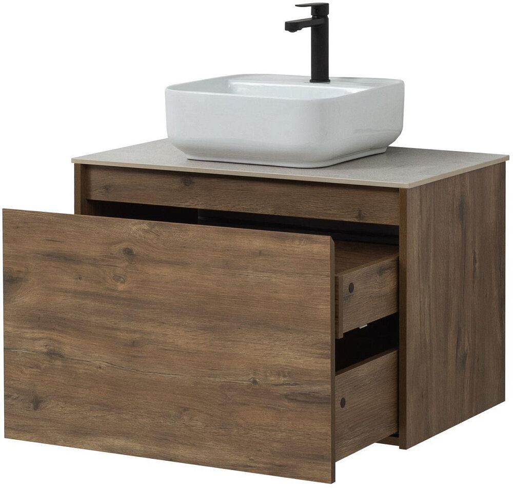Тумба под раковину Aquanet Nova Lite 75 см 249514 с 1 ящиком, коричневый - фото №7