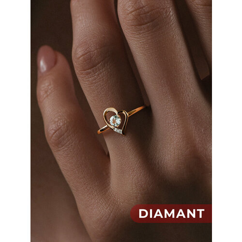 фото Кольцо diamant, красное золото, 585 проба, фианит, топаз, размер 15.5, золото