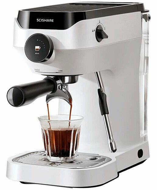 Картинки Кофемашина Scishare Supercharged Semi-Automatic Coffe Machine (S1181) White
