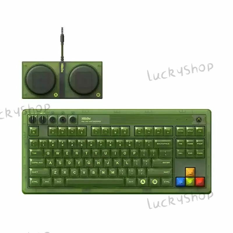 Клавиатура 8BitDO, игровая, механическая, Bluetooth/USB+PS/2, беспроводная, зеленая