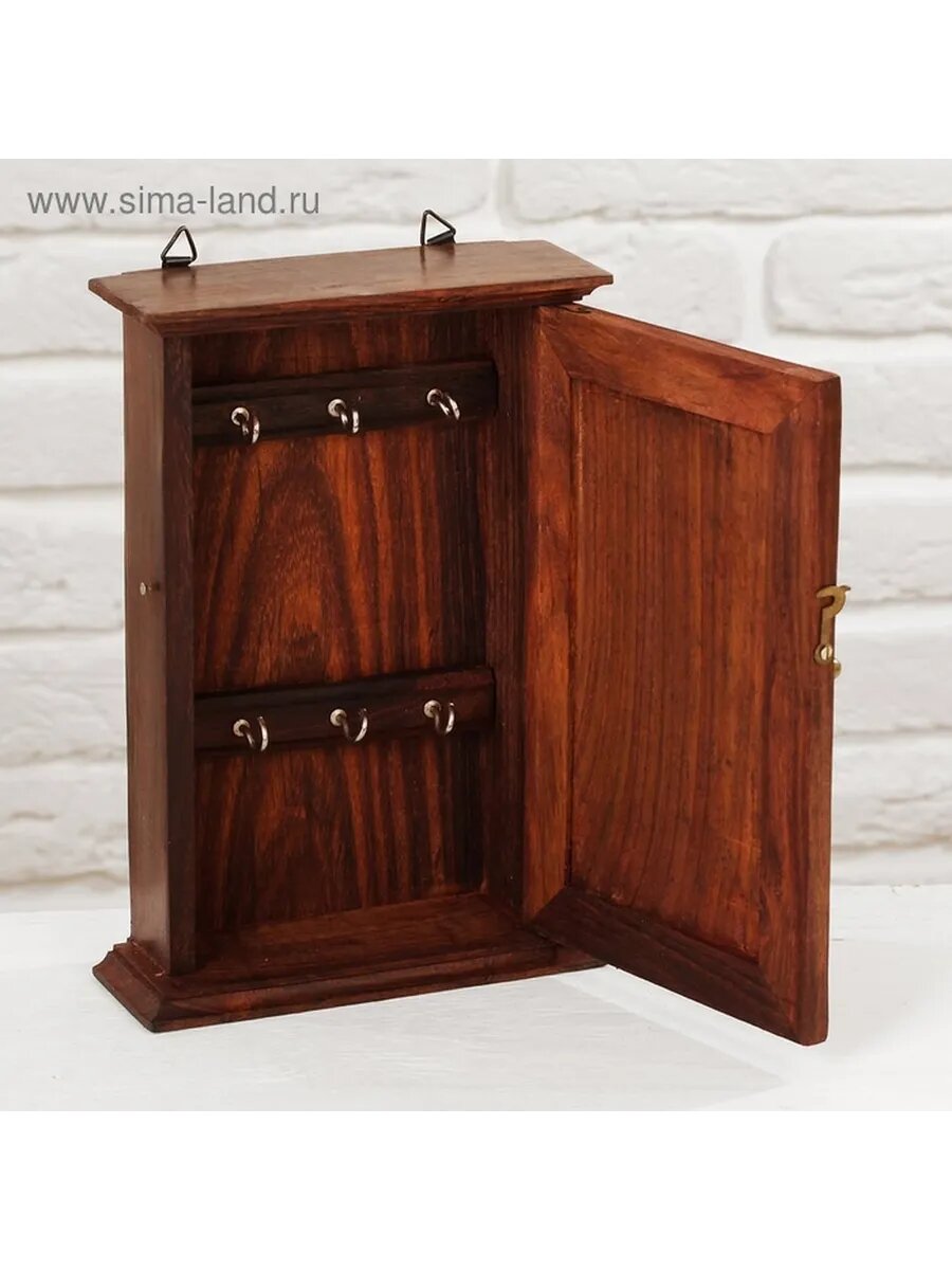 Элегантная деревянная ключница с 6 крючками