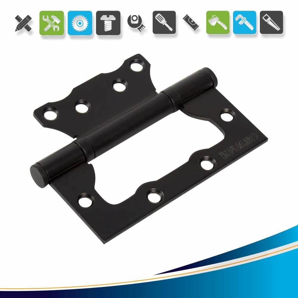 Петля без врезки N100500/2BB-BL/BL 100x75x2.5 мм сталь цвет матовый чёрный