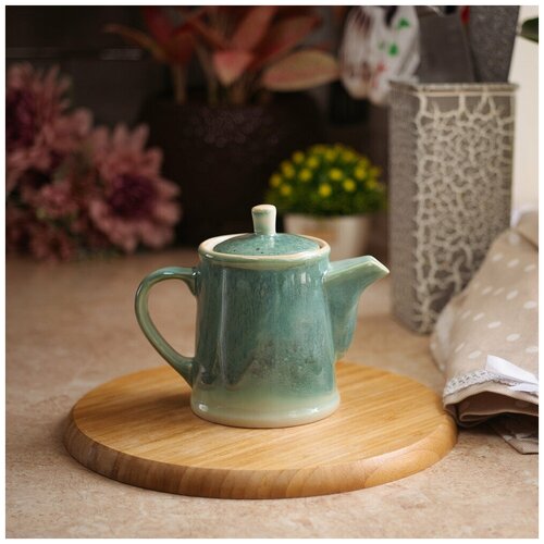 Керамический заварочный чайник, 600 мл, кофейник, чайник с ситечком, чайник современный, чайник голубой, чайник бирюза