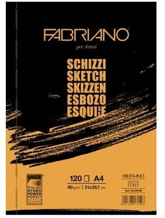 Склейка Fabriano для графики "Schizzi", рыжая, A4, 90 гр, 120 л.