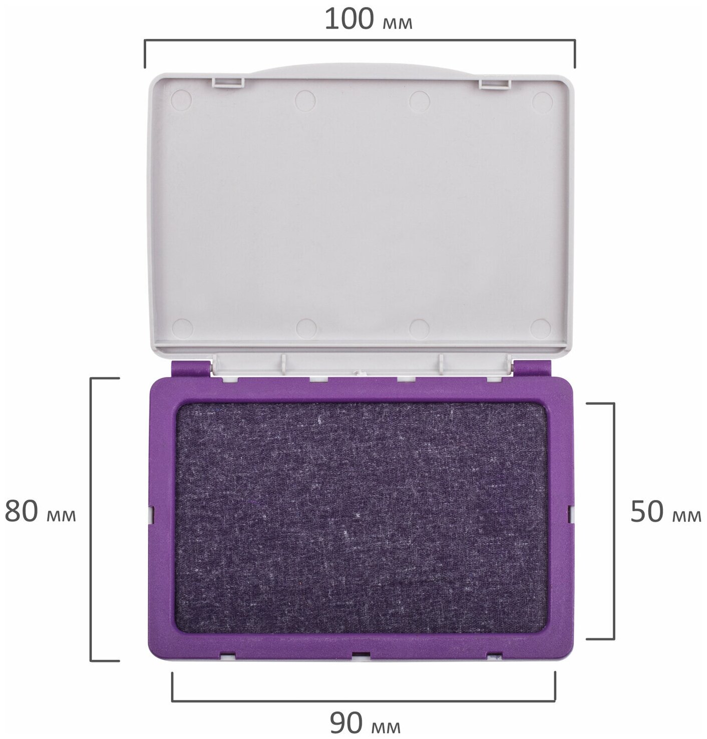 Штемпельная подушка BRAUBERG 100х80 (рабочая поверхность 90х50) фиолетовая краска 236869