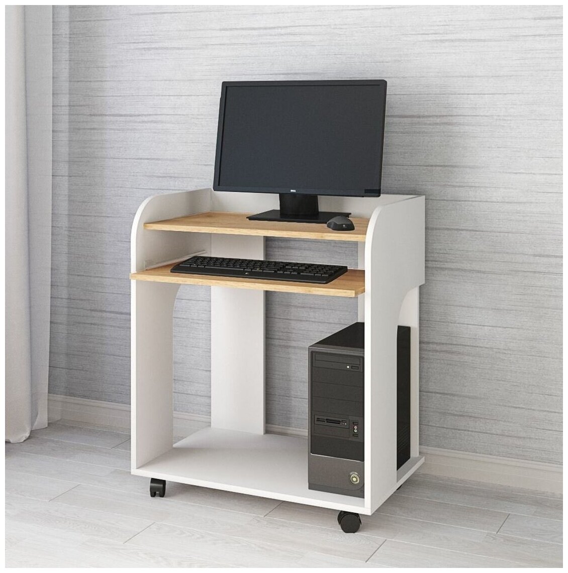 Компьютерный стол письменный для дома 70см белый/крафт - ТК0465