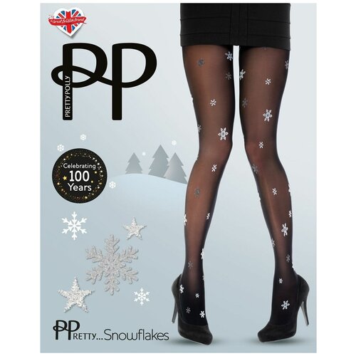 Колготки с блестящими снежинками Pretty Polly  черный S-M-L