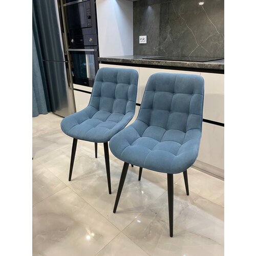 Комплект мягких стульев из велюра Luxury в цвете Ocean (2шт)