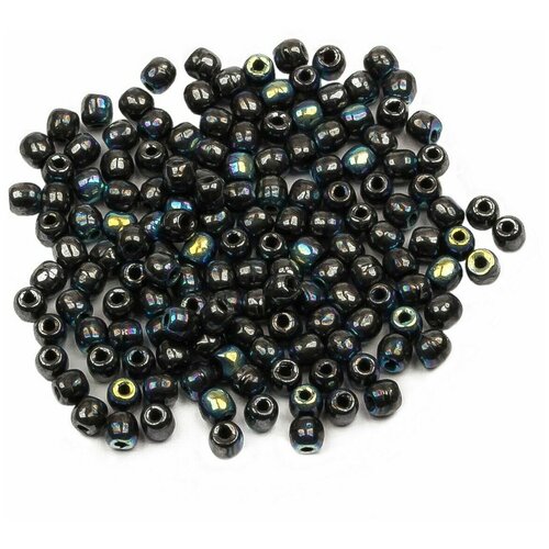 Стеклянные чешские бусины, круглые, Glass Pressed Beads, 2 мм, цвет Jet Hematite AB, 150 шт.