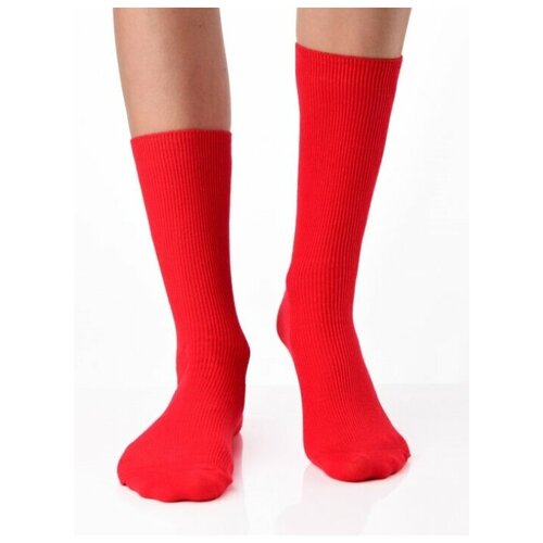 фото Носки рибана унисекс, цветные прикольные носки/ модные носки с рисунком/ высокие носки в рубчик с вышивкой вишня/ носки из натурального хлопка, красный цвет, размер 36-40 anymalls