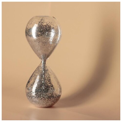 фото Часы песочные, "сондерс", сувенирные, 10х10х24.5 см, песок с серебристыми блёстками рубин