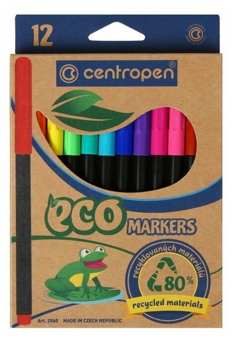 Фломастеры Centropen Eco Tri 12 цветов из пищевых красителей - фото №7