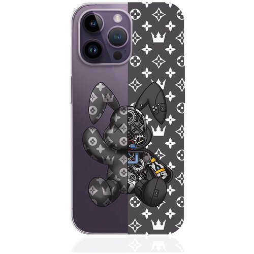 Прозрачный силиконовый чехол MustHaveCase для iPhone 14 Pro Max Bunny Серый для Айфон 14 Про Макс