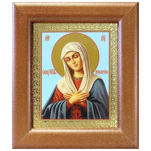 Икона Божией Матери Умиление, широкая рамка 14,5*16,5 см икона божией матери умиление широкая рамка с узором 14 5 16 5 см