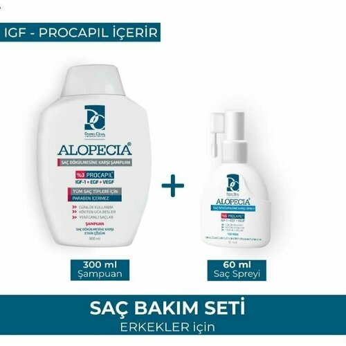 Набор Alopecia Shampoo + Spray от выпадения волос, с добавлением IGF, Procapil, Saw Palmetto