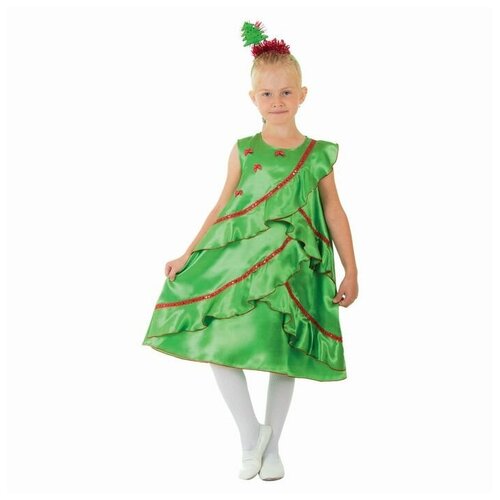 фото Карнавальный костюм "ёлочка атласная", платье, ободок, р-р 30, рост 116 см страна карнавалия