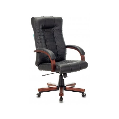 фото Компьютерное кресло бюрократ kb-10/walnut для руководителя, обивка: натуральная кожа, цвет: чёрный