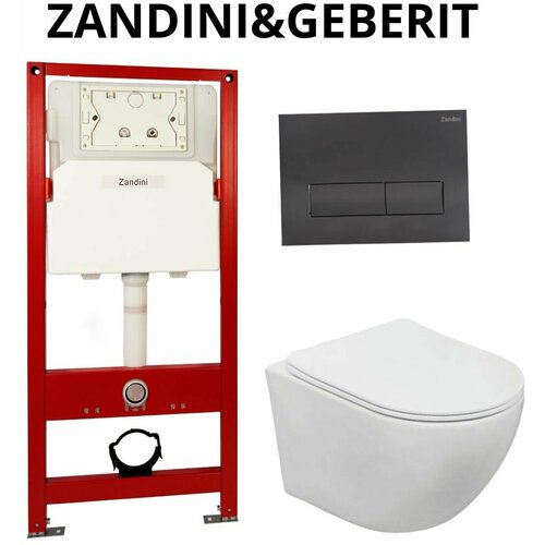 Комплект инсталляция Zandini+система смыва Geberit+унитаз подвесной Zandini Garda Z19-05