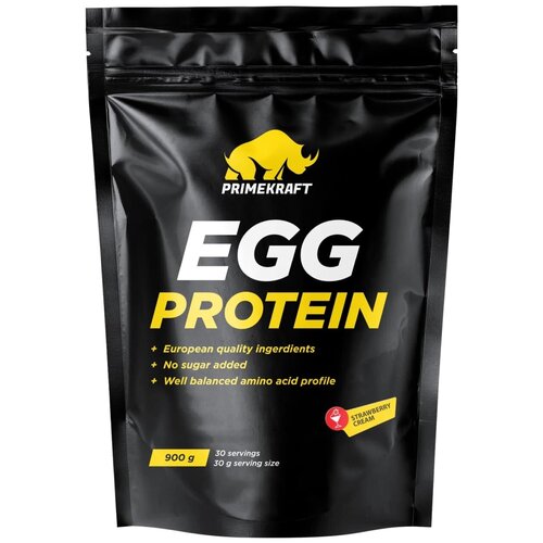 Протеин яичный PRIMEKRAFT EGG Protein, Клубника-Сливки , 900 г яичный протеин egg protein 900 г