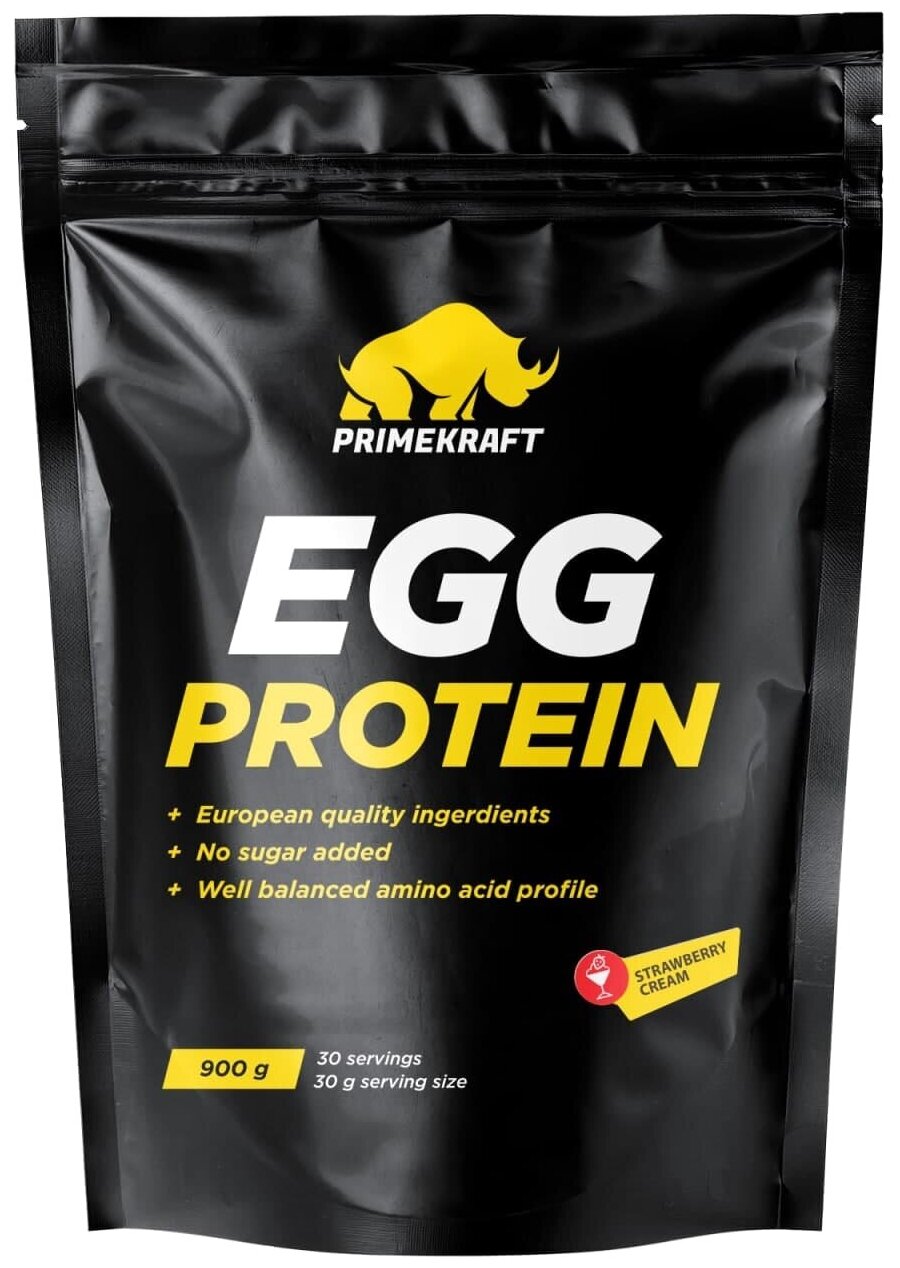 Протеин яичный PRIMEKRAFT "EGG Protein", Клубника-Сливки , 900 г